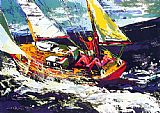 Seas Canvas Paintings - North Seas Sailing